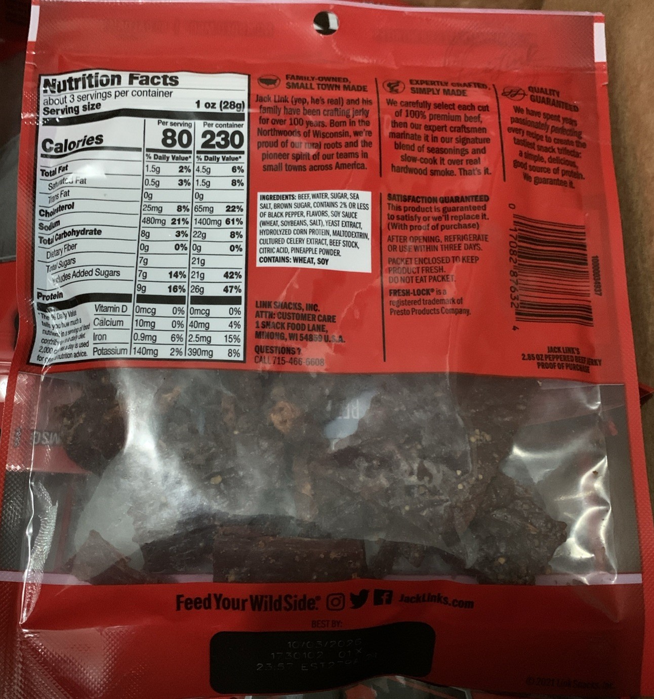 8 Bags Peppered Jack Links Beef Jerky 2.85oz BULK Meat Snack