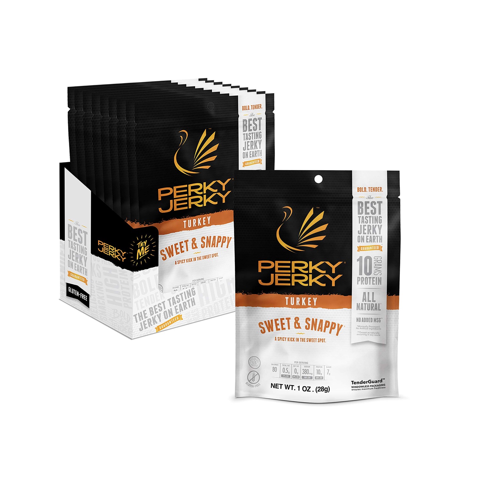 Perky Jerky Sweet and Snappy Turkey Jerky 1oz Pack of 12 – Low Sodium – 10g P…