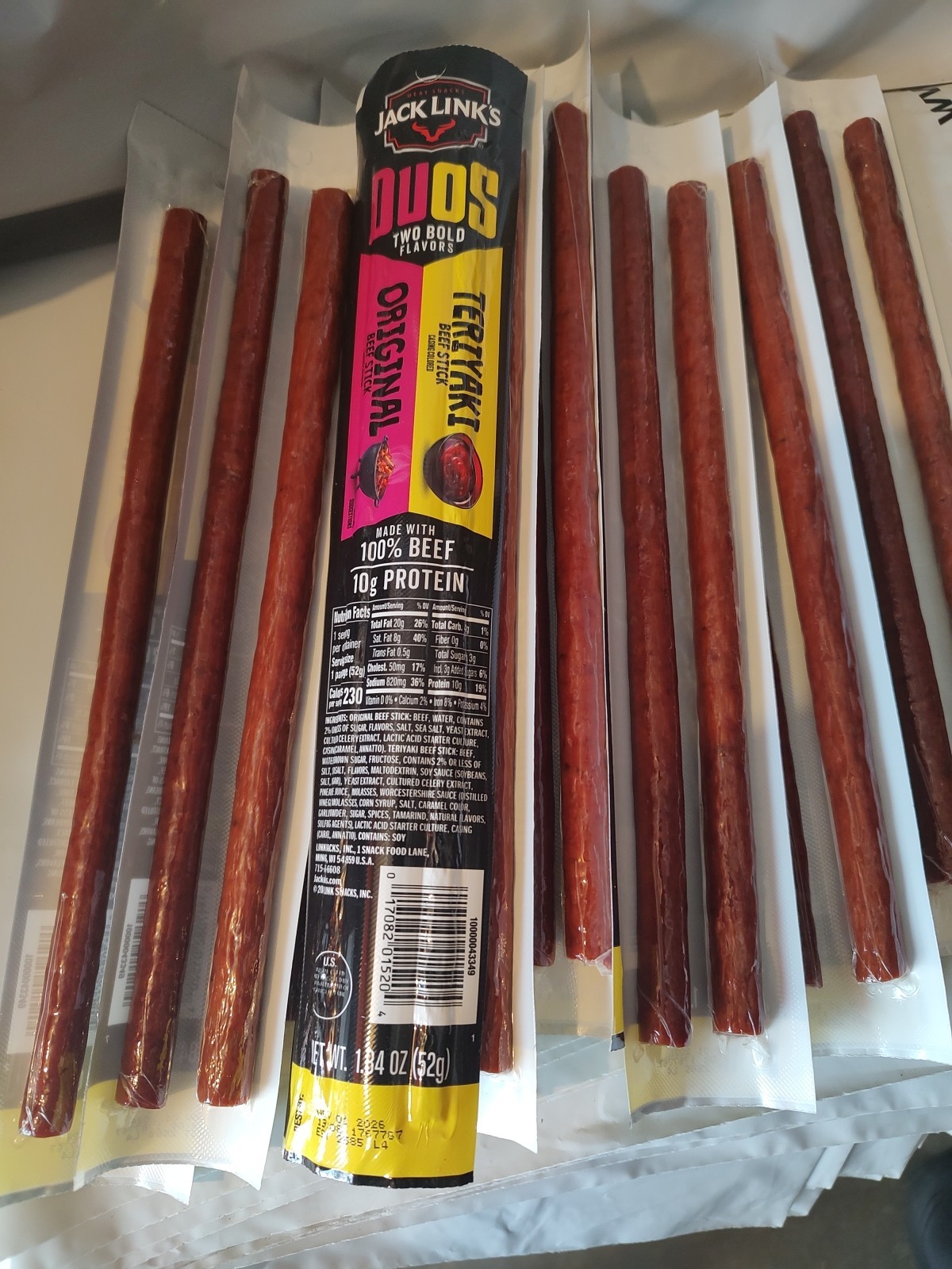 20 SticksJack Link’s Beef Jerky Duos Original & Teriyaki .10 Of Each