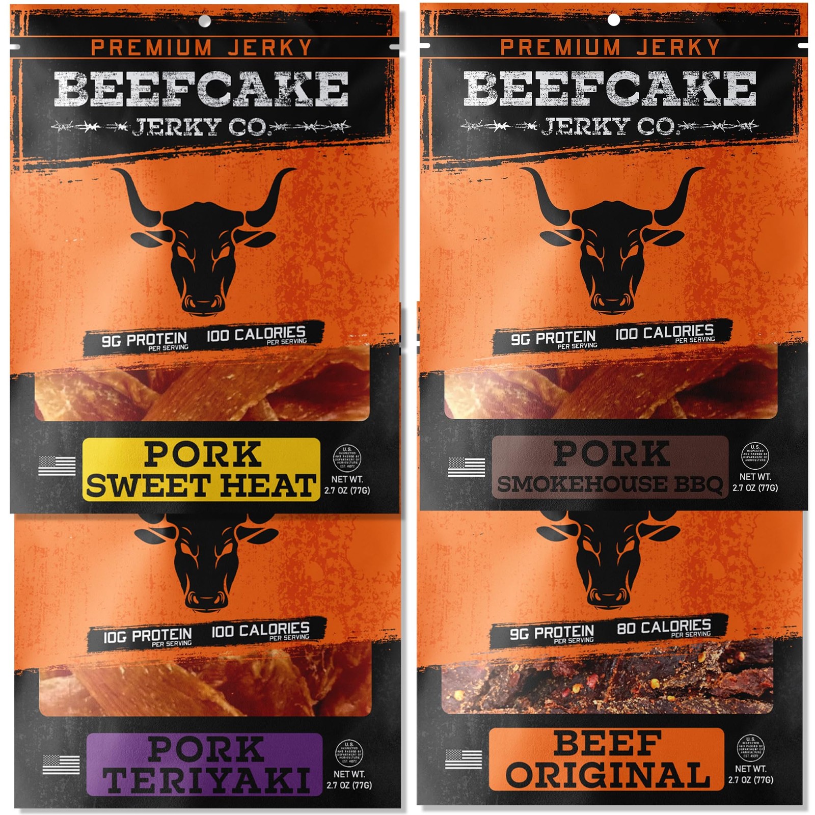 BEEFCAKE Jerky Best Sellers Collection, Includes Beef Jerky Sweet Heat, Teriy…
