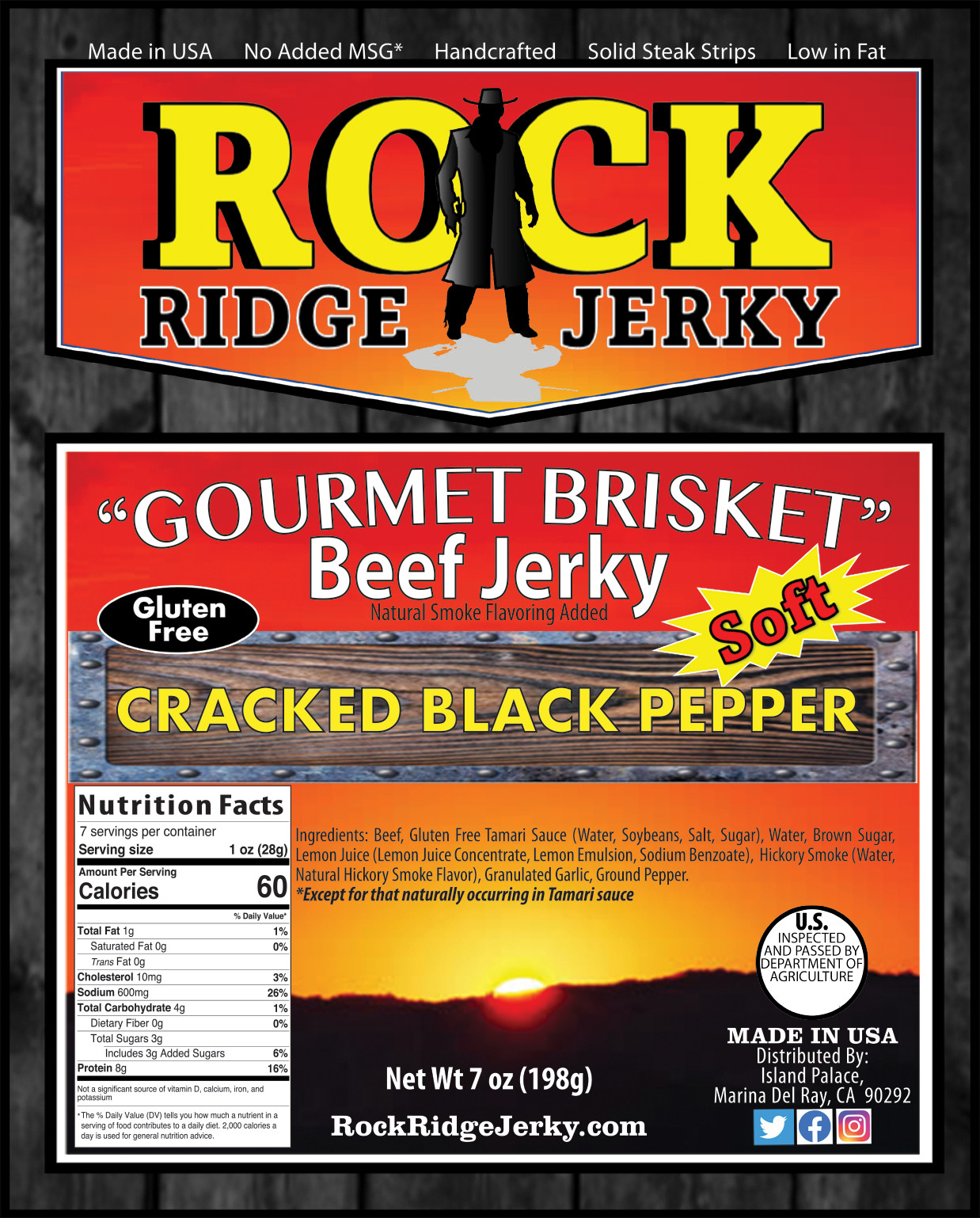 CRACKED BLACK PEPPER Brisket beef jerky Big 7oz.bag FRESH smoked weekly