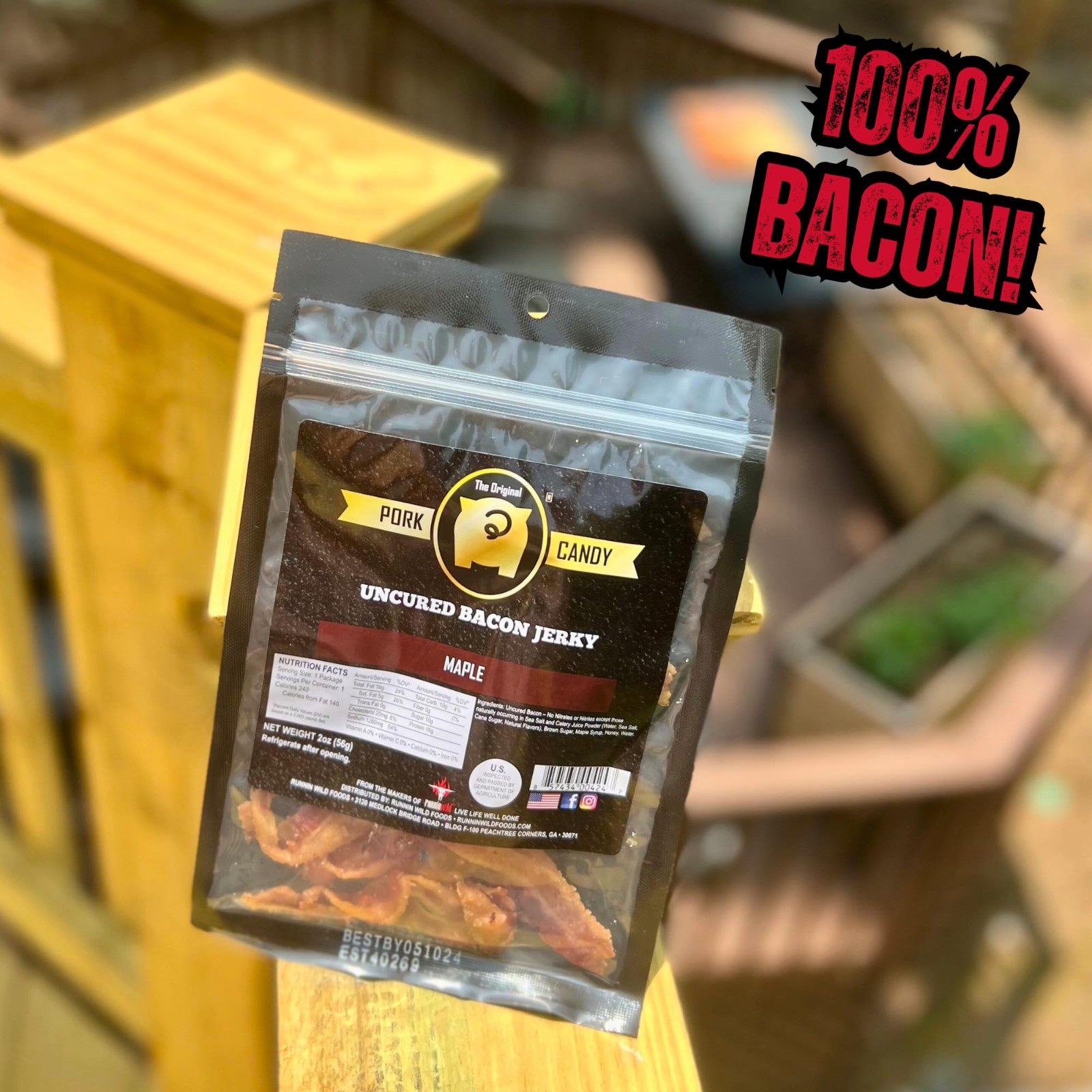 Savory Maple Bacon Jerky – 100% Real Uncured Thick-Cut Snack – 4oz (2 Bags)