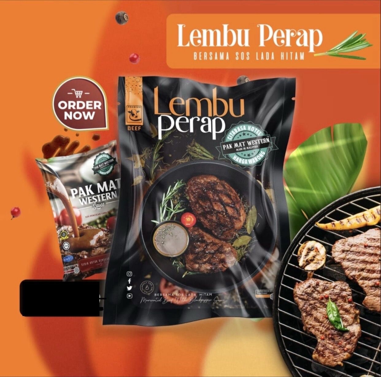 MERINATED BEEF PAK MAT WESTERN MALAYSIA 550G 3-4 SLICE PER PACK