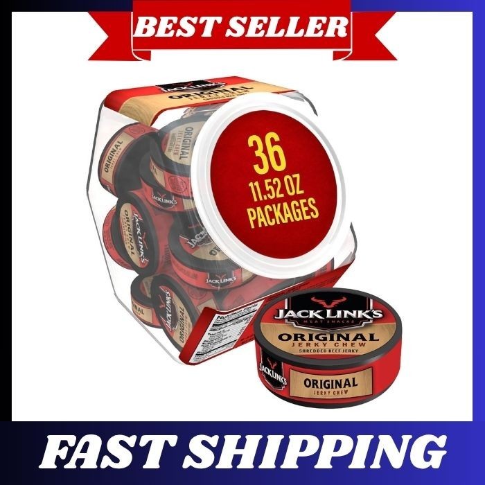 Original Beef Jerky Chew – (36 Pack) 0.32 oz Tins – Ready to Eat Protein Snacks