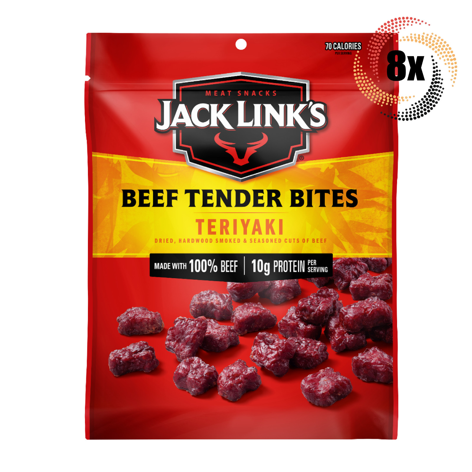8x Bag Jack Link’s Teriyaki Beef Tender Bites | 3.25oz | 100% Beef | 10G Protein