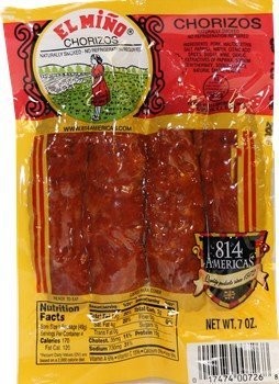Chorizos El Miño . 4 chorizos per pack 7 oz. Total 16 Chorizos