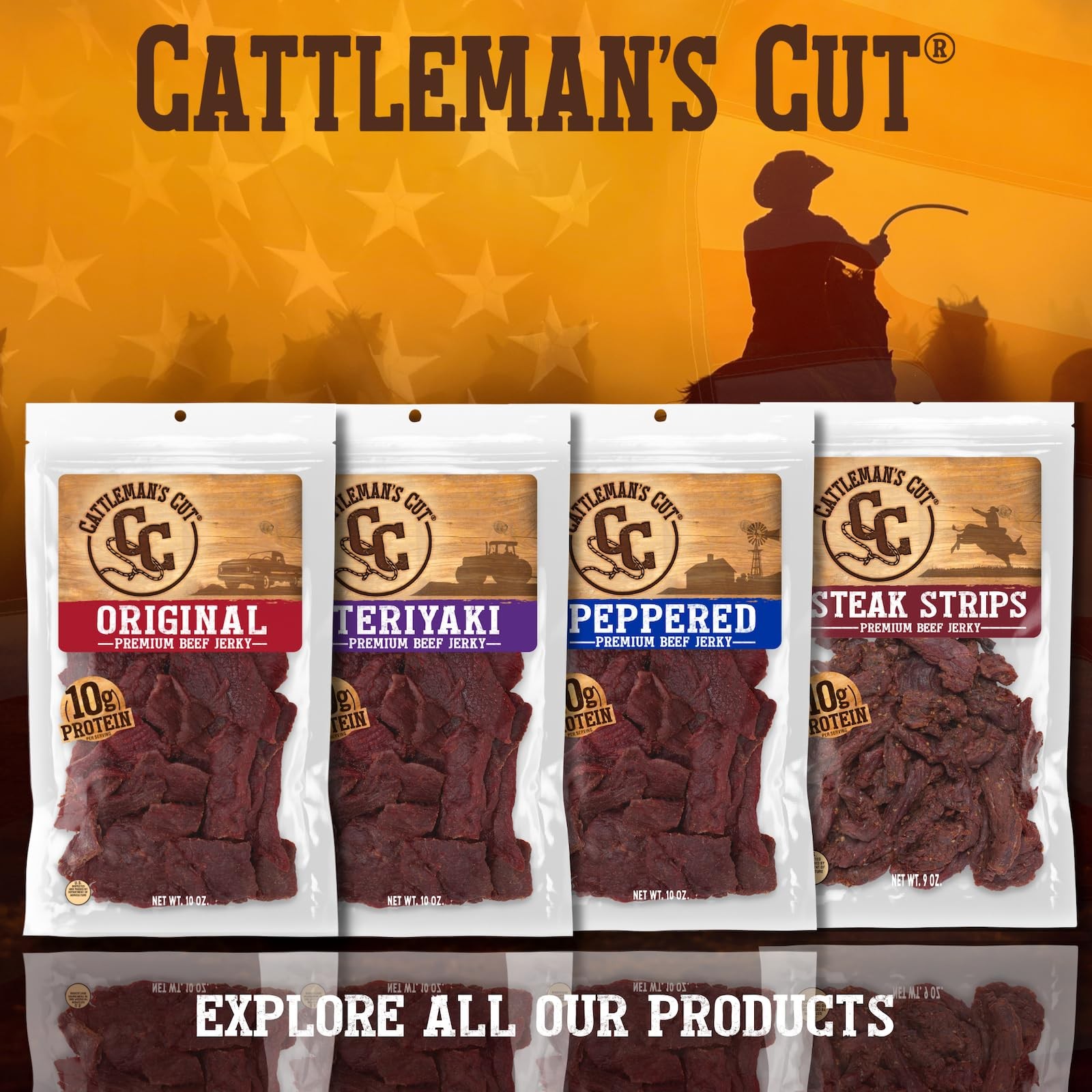Cattleman’s Cut Texas Style Flank Steak Beef Jerky, 9 Ounce