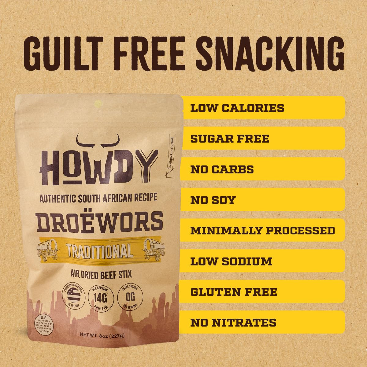 snax Handcraft Authentic Small Batch Droëwors Beef Sticks Sugar Free, Soy Free,