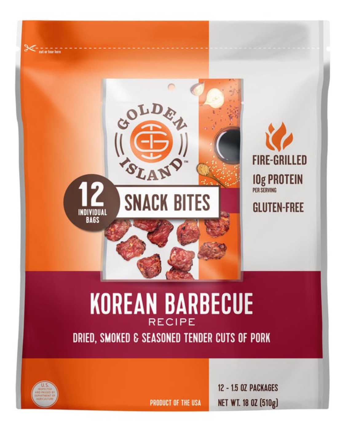 Golden Island Koren BBQ Snack Bites Jerky 1.5 Oz – 12 individual Pack