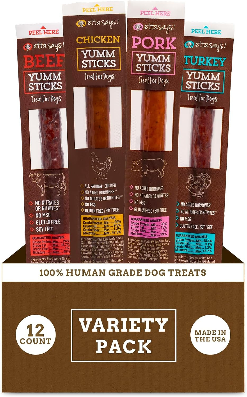 Yumm Sticks – Real Meat Jerky Dog Jerky Treats – Beef, Chicken, Pork, and Turkey
