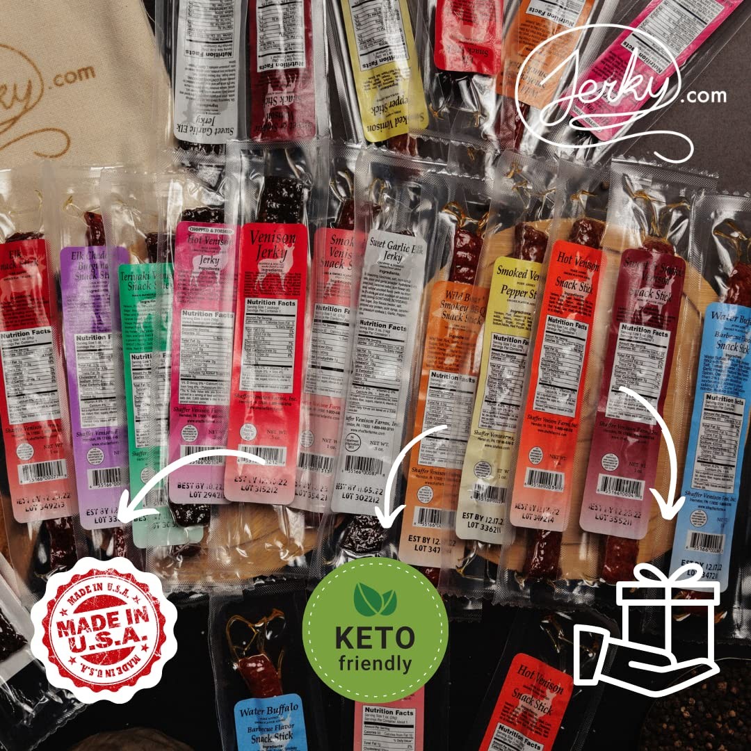 Jerky.com Exotic Jerky Meat Sticks Gift Bag | Birthday Gifts for Men | Wild G…