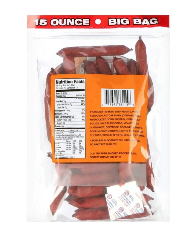 Old Trapper original Beef stick 15oz Resealable Bag…