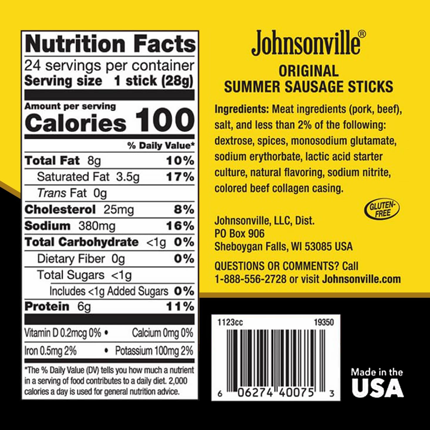 Johnsonville Summer Sausage Snack Sticks – Dairy Free Gluten Free Protein Sna…