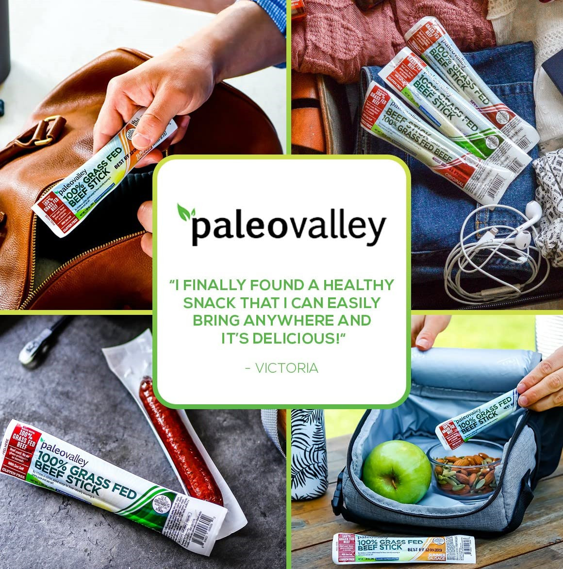 Paleovalley: 100% Grass Fed Beef Sticks 10 Count – Original Flavor – 100% Beef –