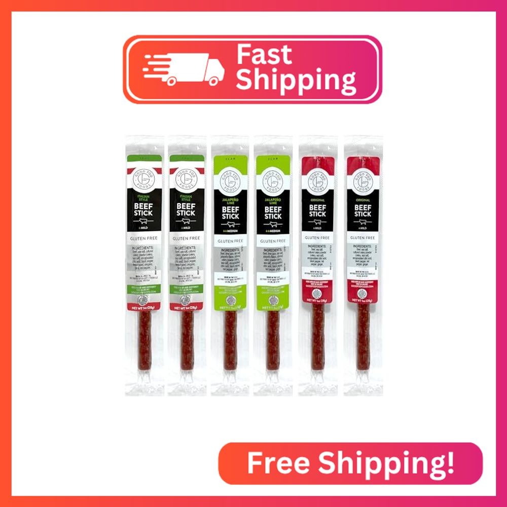 Good Fod Foods Meat Stick Variety Pack – Low FODMAP Snacks for a Healthy Gut, Ze