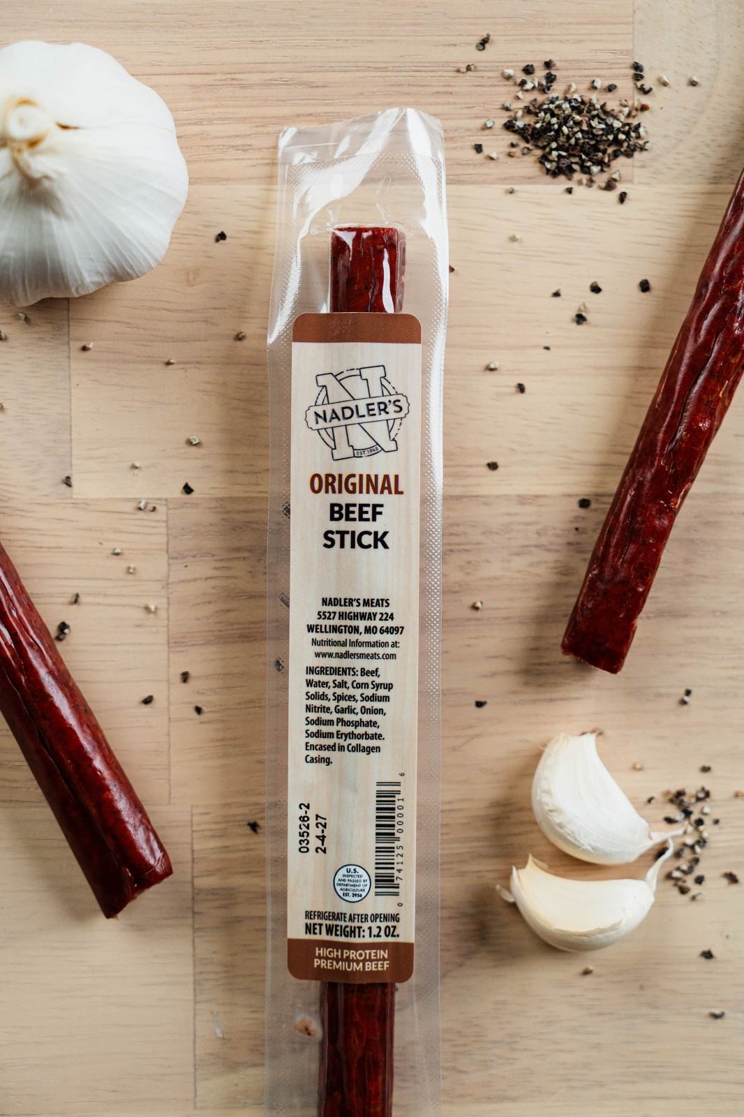 Nadler’s Original Beef Sticks 16 Pack 1.2oz Premium Meat Snack High Protein