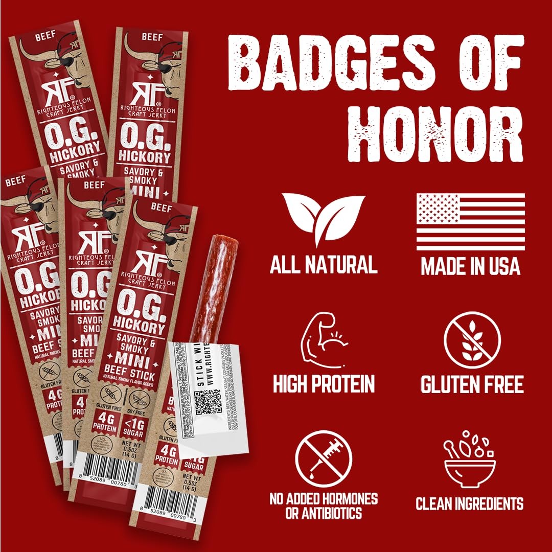 Righteous Felon Mini Meat Sticks | 100% Grass-Fed Beef Sticks | Keto, Gluten …