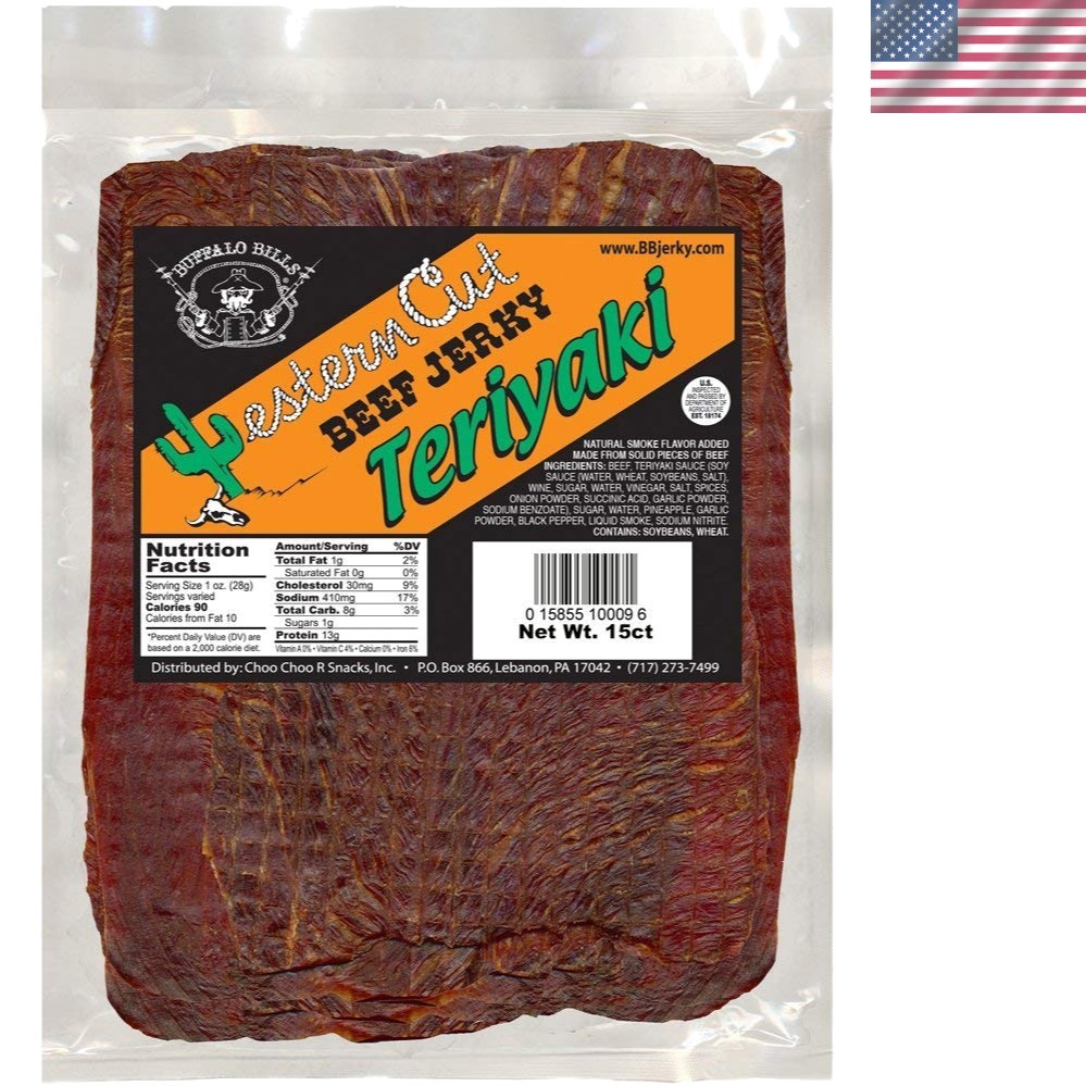 18oz Teriyaki Western Cut Big Slab Beef Jerky 15 beef jerky slabs per bag