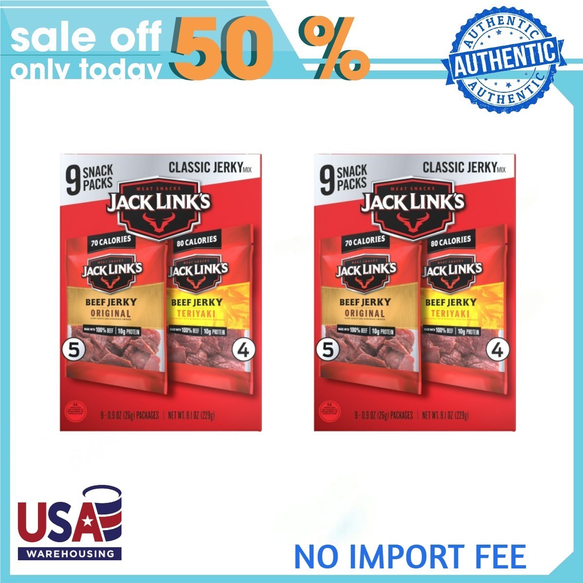 (2 pack) Jack Link’s Original & Teriyaki Beef Jerky