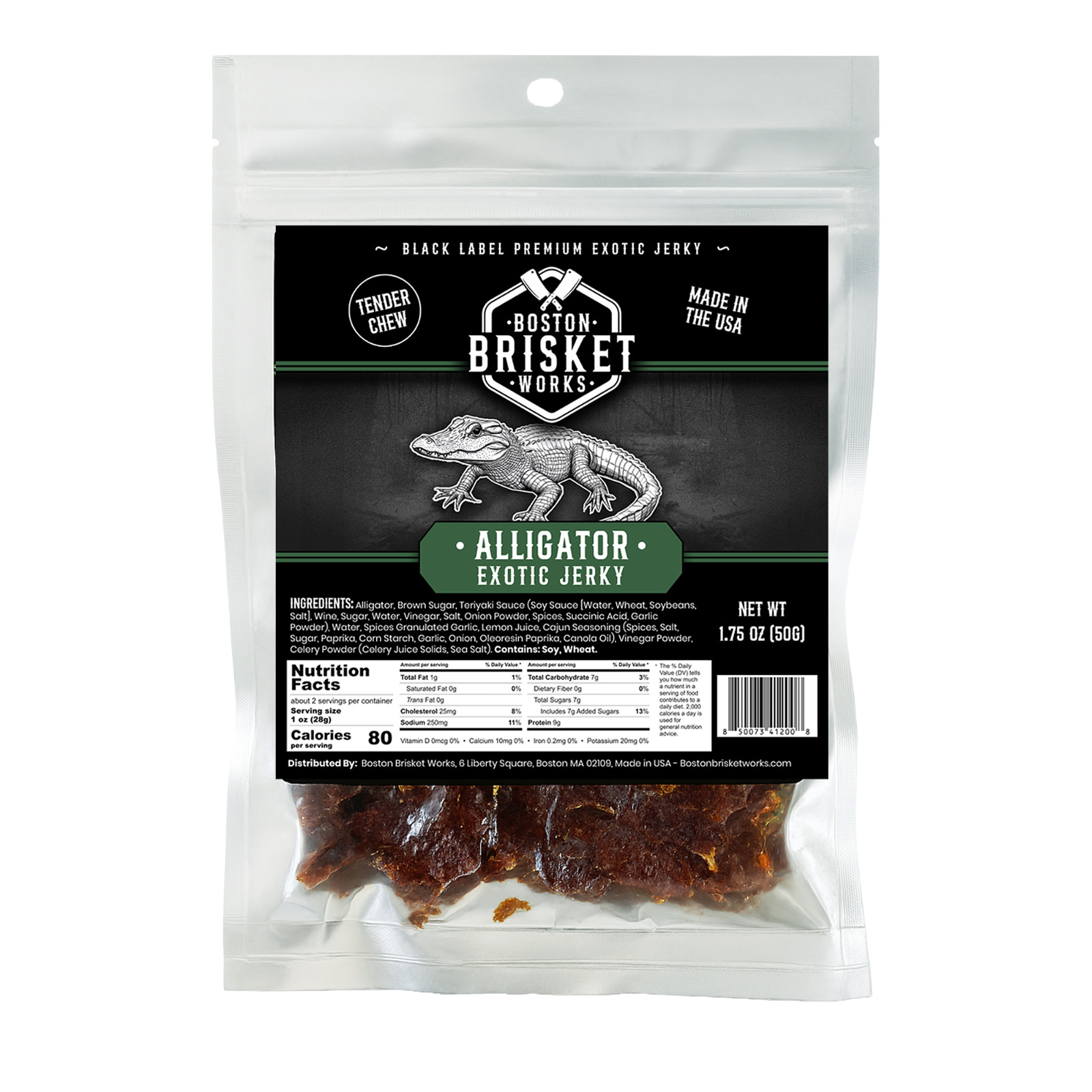 ALLIGATOR JERKY – Exotic Wild Game Snack – Made in the USA – Fast Shipping!