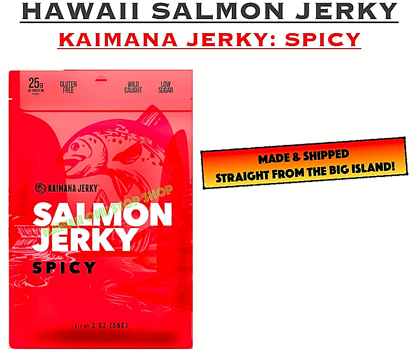 SALMON FISH JERKY Kaimana Jerky Dried Fish SPICY 2 oz BAG Made In Hawaii SAKE
