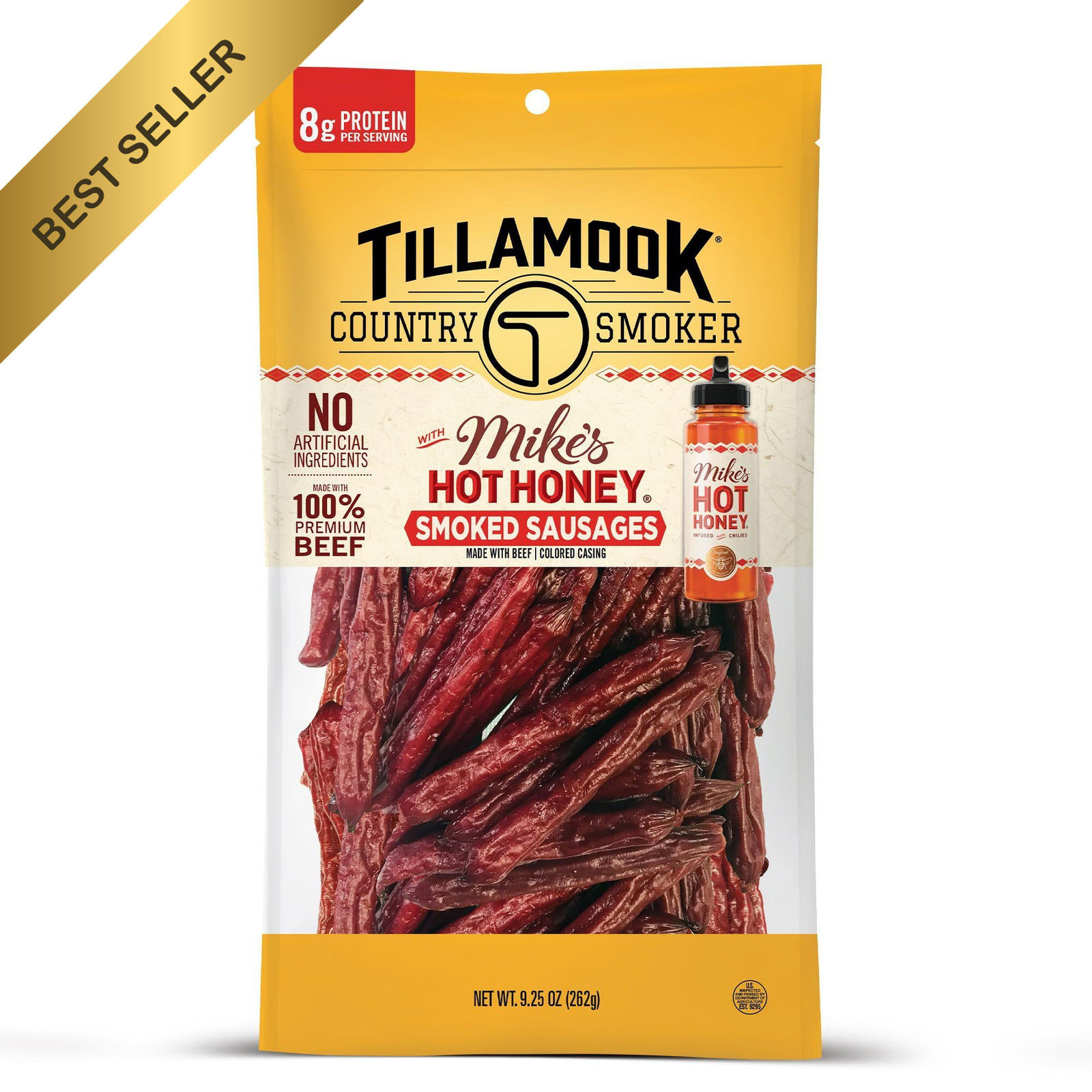 Tillamook Country Smoker Beef Smoked Sausage Mikes Hot Honey 9.25 Oz Sweet Spicy