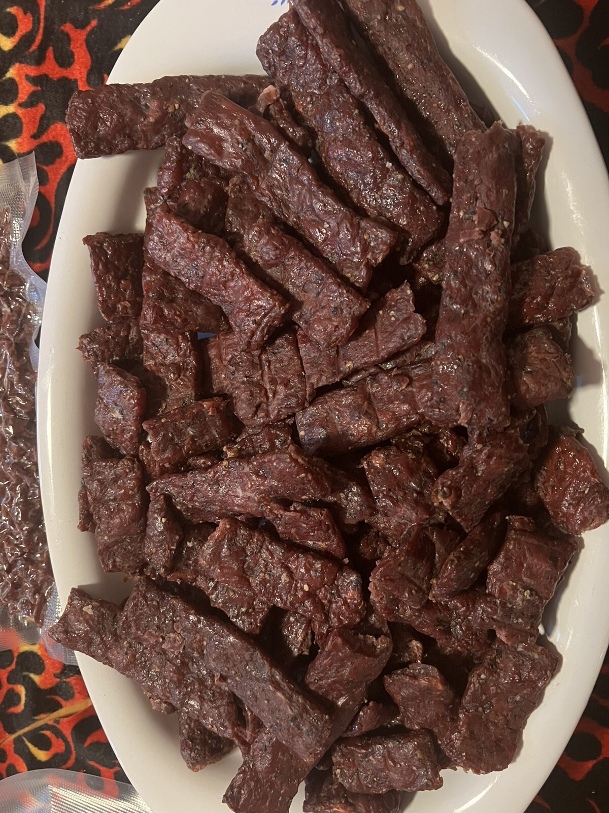 2 LBS HOT AND SWEET BEEF Jerky Fresh From Smokehouse In 4 -1/2 LB Vac Packs FAST