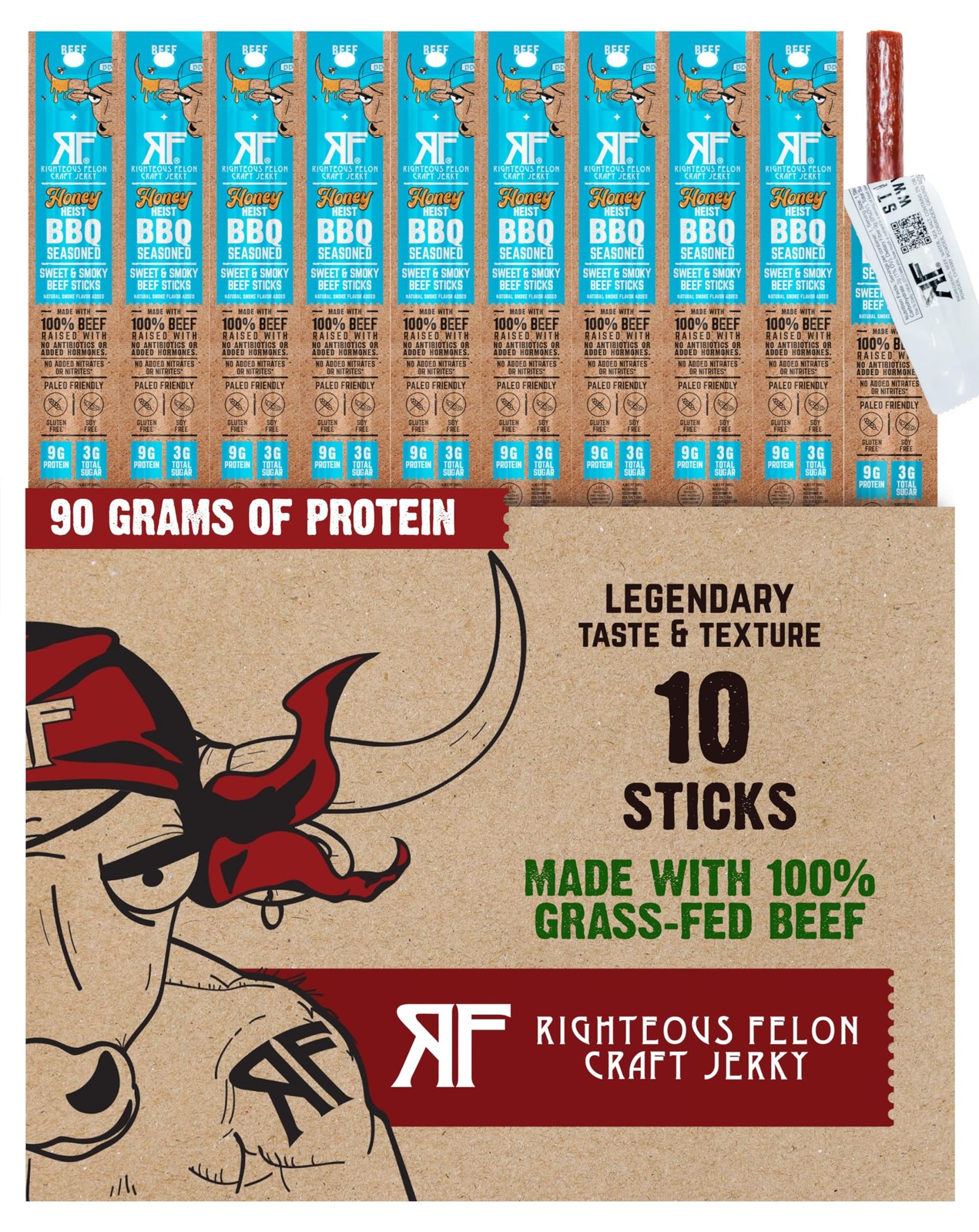 Meat Sticks | 100% Grass Fed Beef | 9g Protein per Stick | Keto, Gluten-Free,…