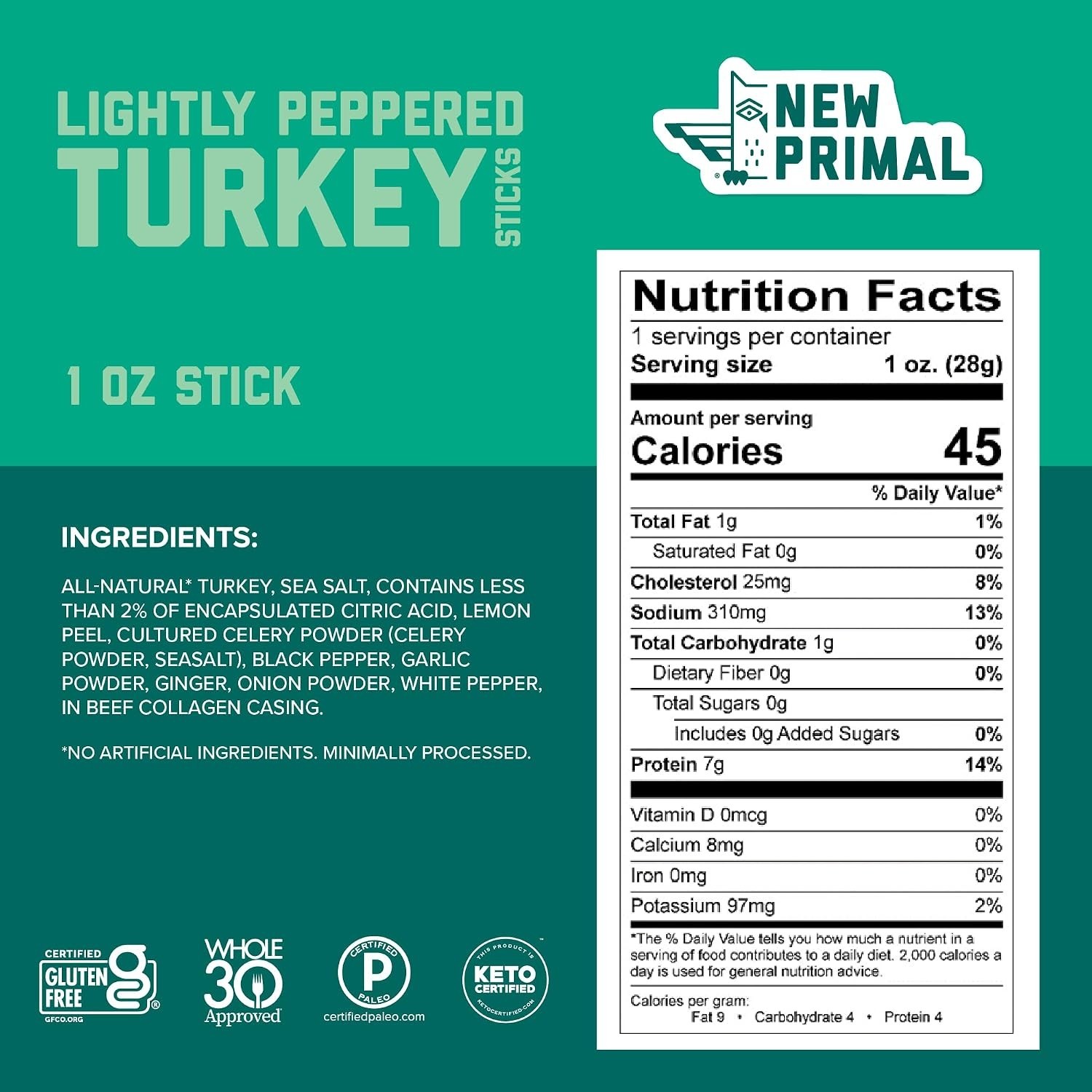 Jerky Turkey Stick 1 oz, 1 Ounce Pack of 1