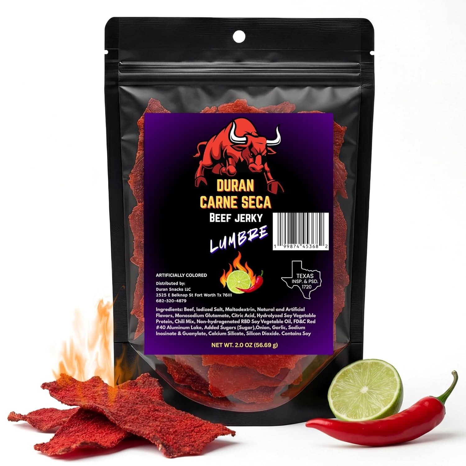 Authentic Texan Spicy Dried Beef – 2oz Resealable Pouch-