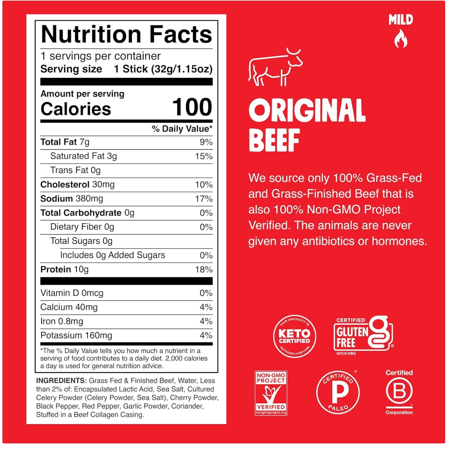 Grass-Fed Beef Jerky Sticks 24-Pack