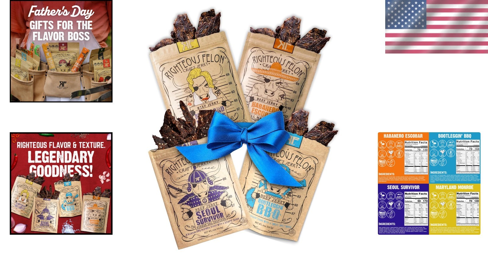 Gourmet Spicy Beef Jerky Pack – 4 Flavor Variety, Perfect Gift for Jerky Lovers