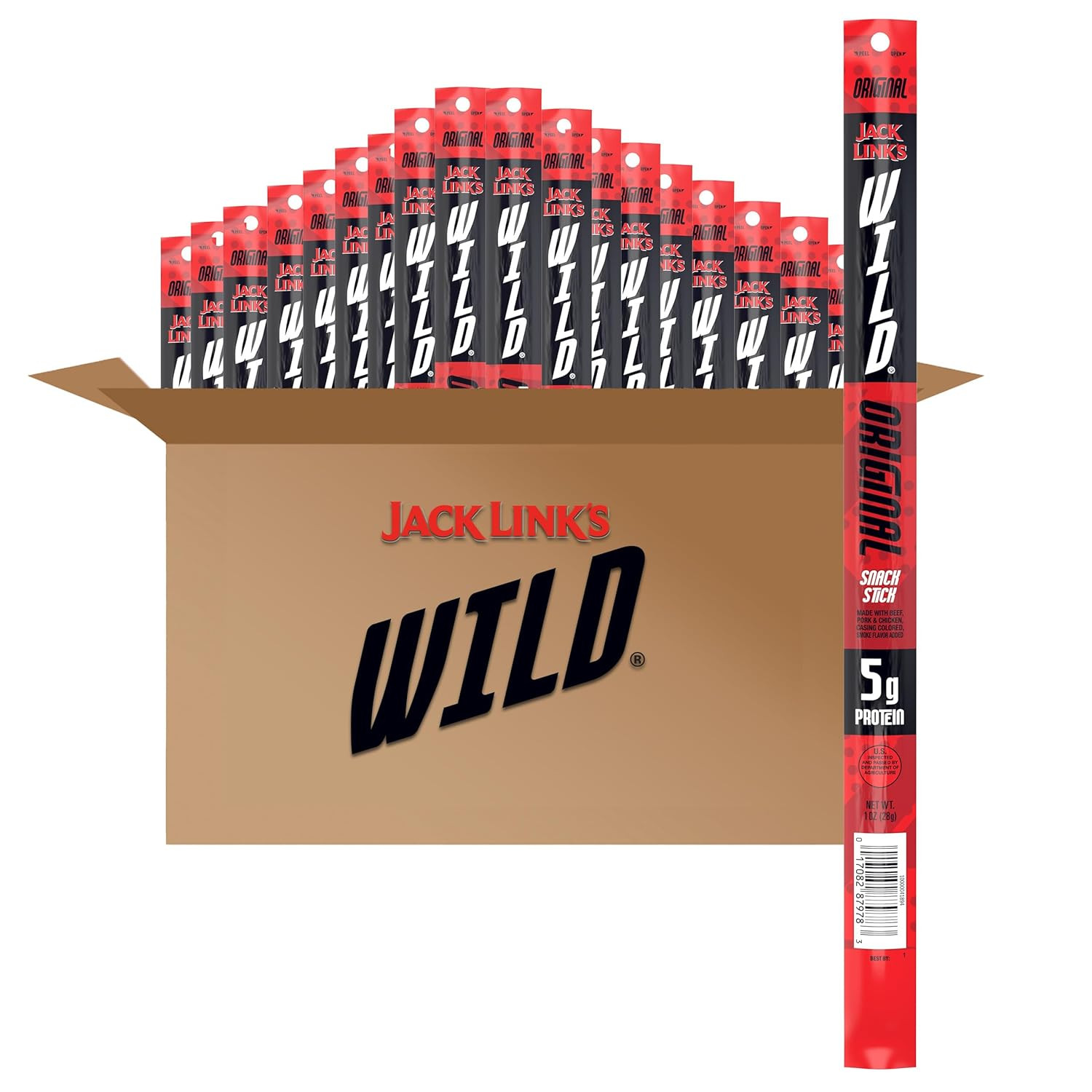 WILD Snack Sticks, Original – Protein Snack Sticks Made with 5G of Protein, Keto