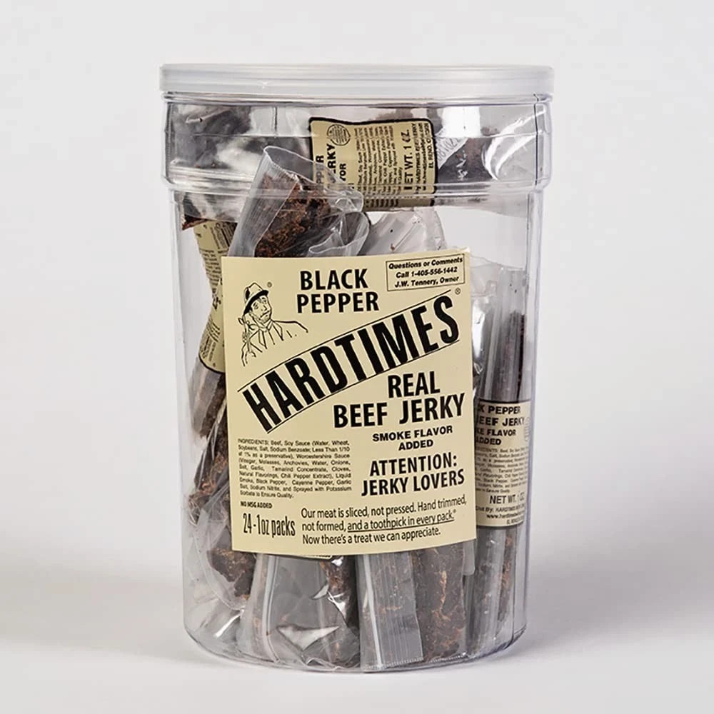 Hardtimes Handcrafted Beef Jerky – Black Pepper Flavor – 24 Pack of 1 oz. Bags