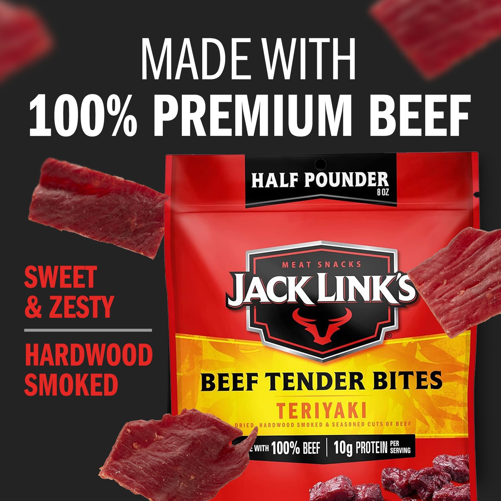 Jack Link’s Beef Tender Bites, Teriyaki, ½ Pounder Bag –