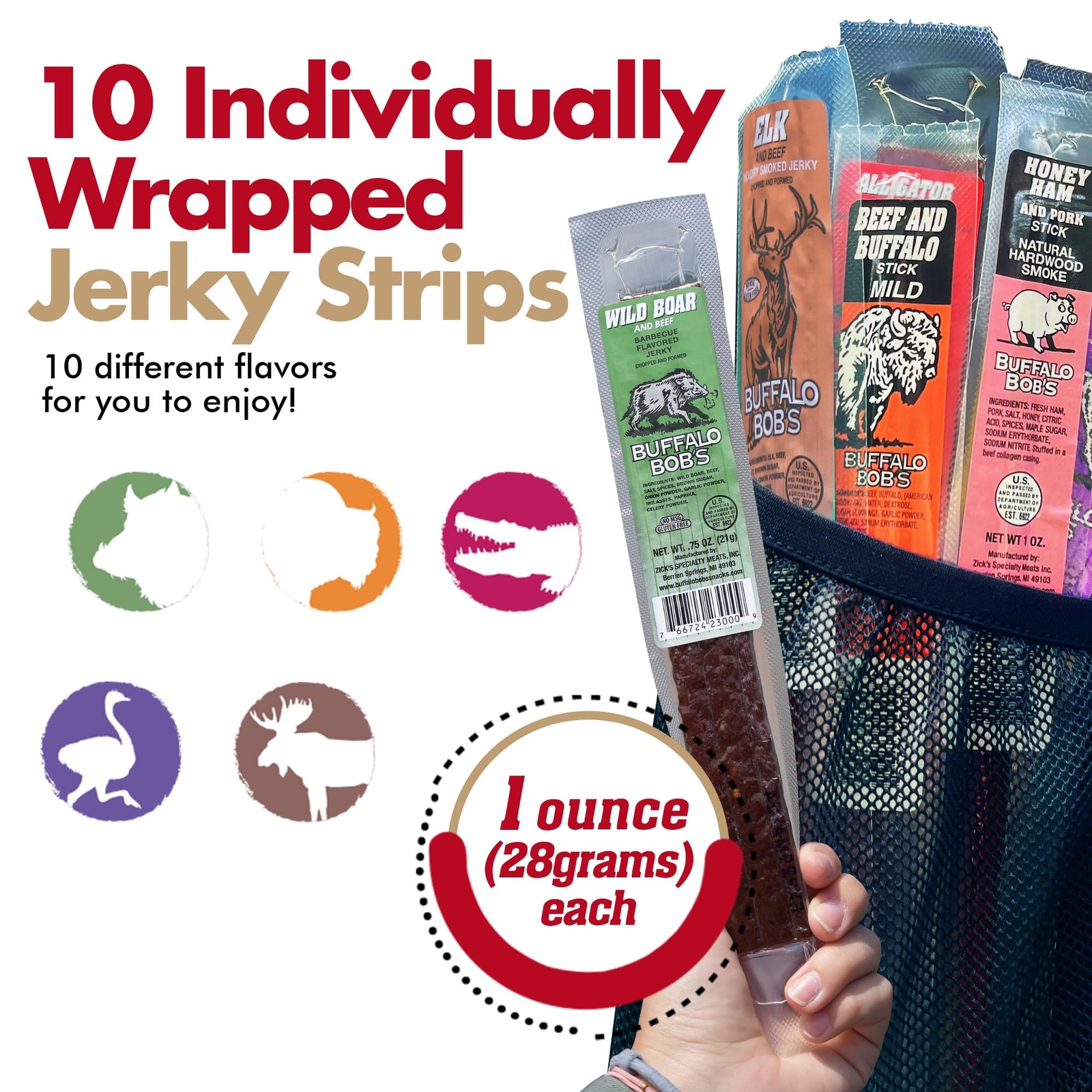 JerkynSpice Exotic Jerky Variety Pack 10 Count | Beef Jerky Gifts for Men | A…