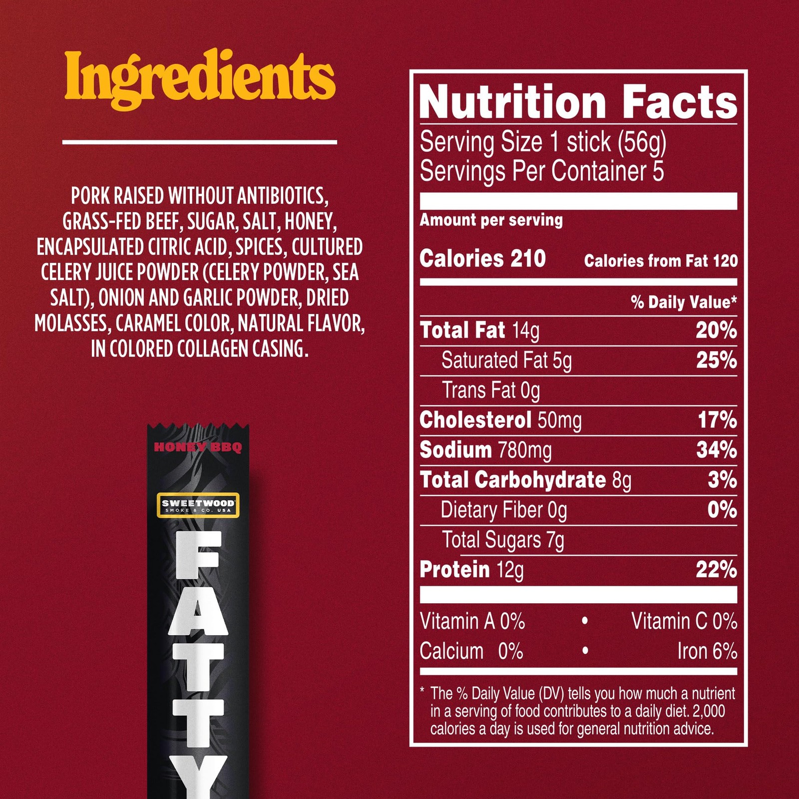 FATTY Meat Sticks, Made with Grass Fed Beef, Pork Raised Without Antibiotics,…