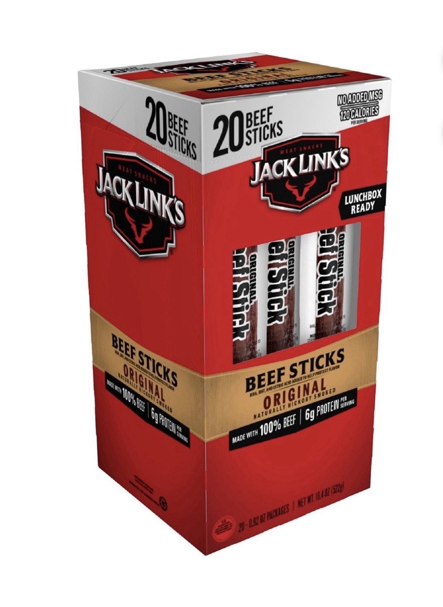 Jack Link’s Original Beef Sticks Hardwood Smoked No Added MSG 20 Pack