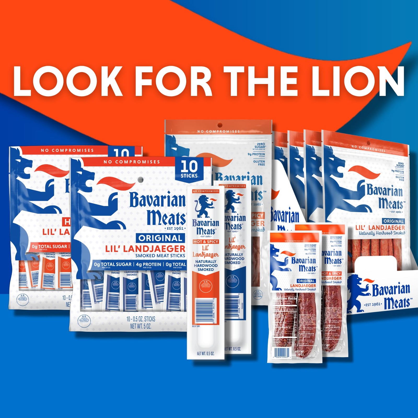 Bavarian Meats Hot & Spicy Lil’ Landjaeger Meat Sticks, Individually Wrapped …