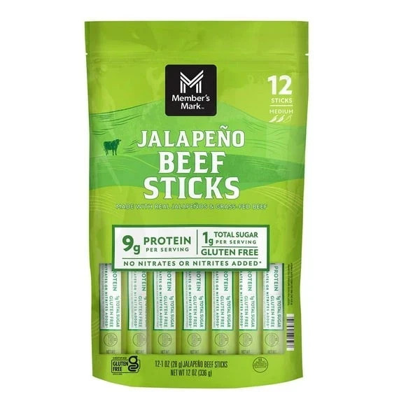 Member’s Mark Jalapeño Grassfed Beef Sticks, 1 oz., 12 pk.