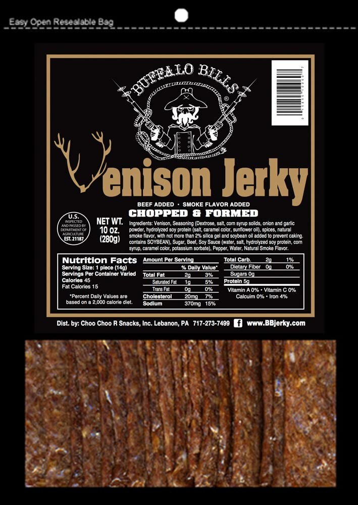 Venison Jerky Strips 10oz Pack (20 venison jerky 7″ strips per bag)