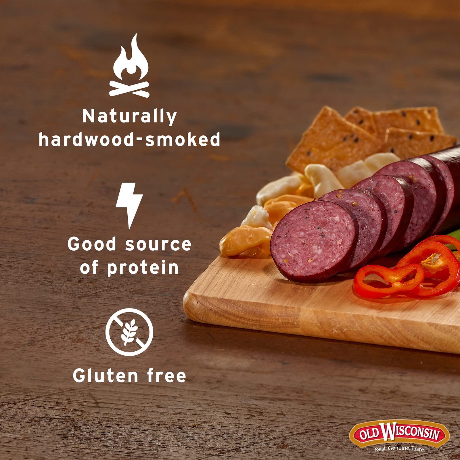 Old Wisconsin Premium Summer Sausage, 100% Natural Meat, Charcuterie, Ready to E