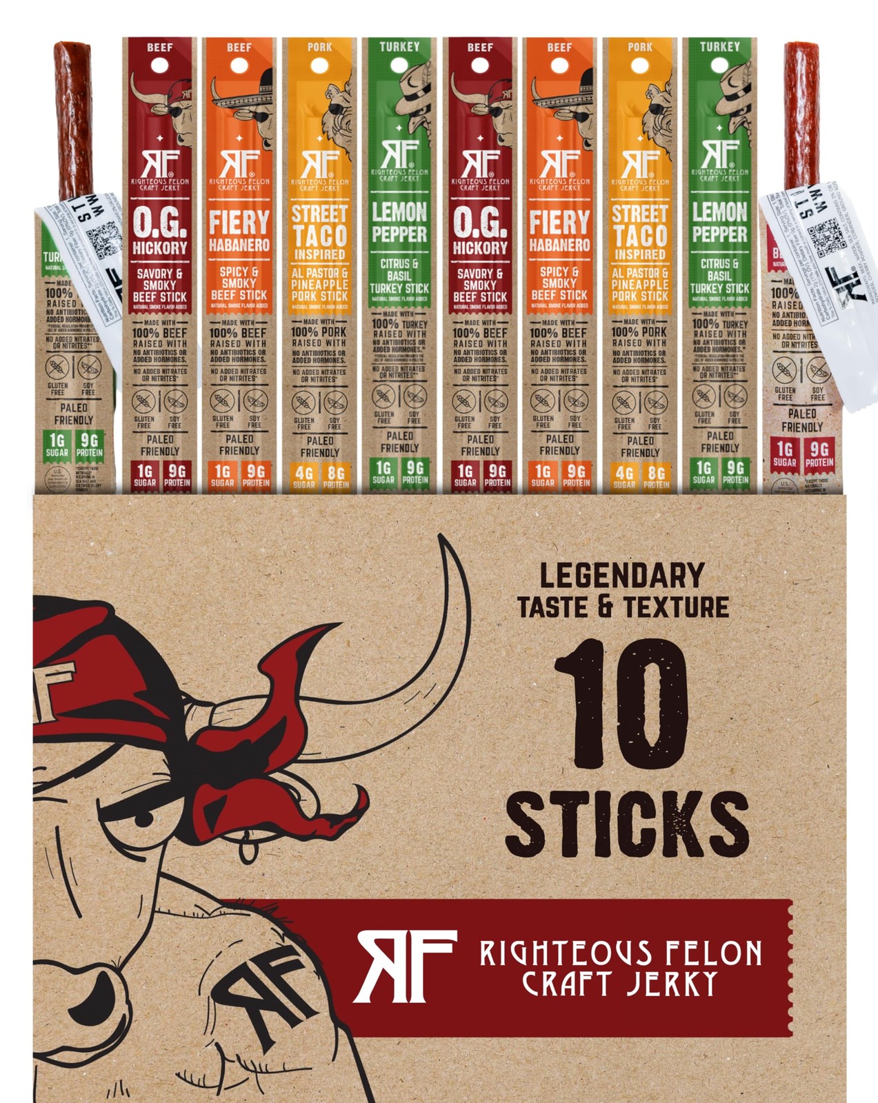 Righteous Felon Jerky Variety Pack Meat Sticks | High Protein, Low Carb, Keto…