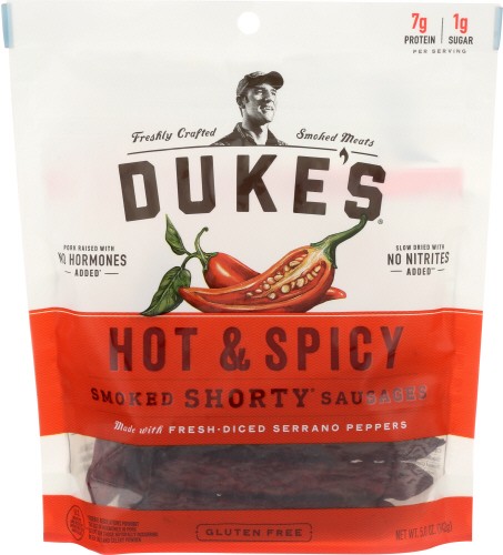Dukes Sausage Smoked Shorty Hot 5 oz (Pack of 8)