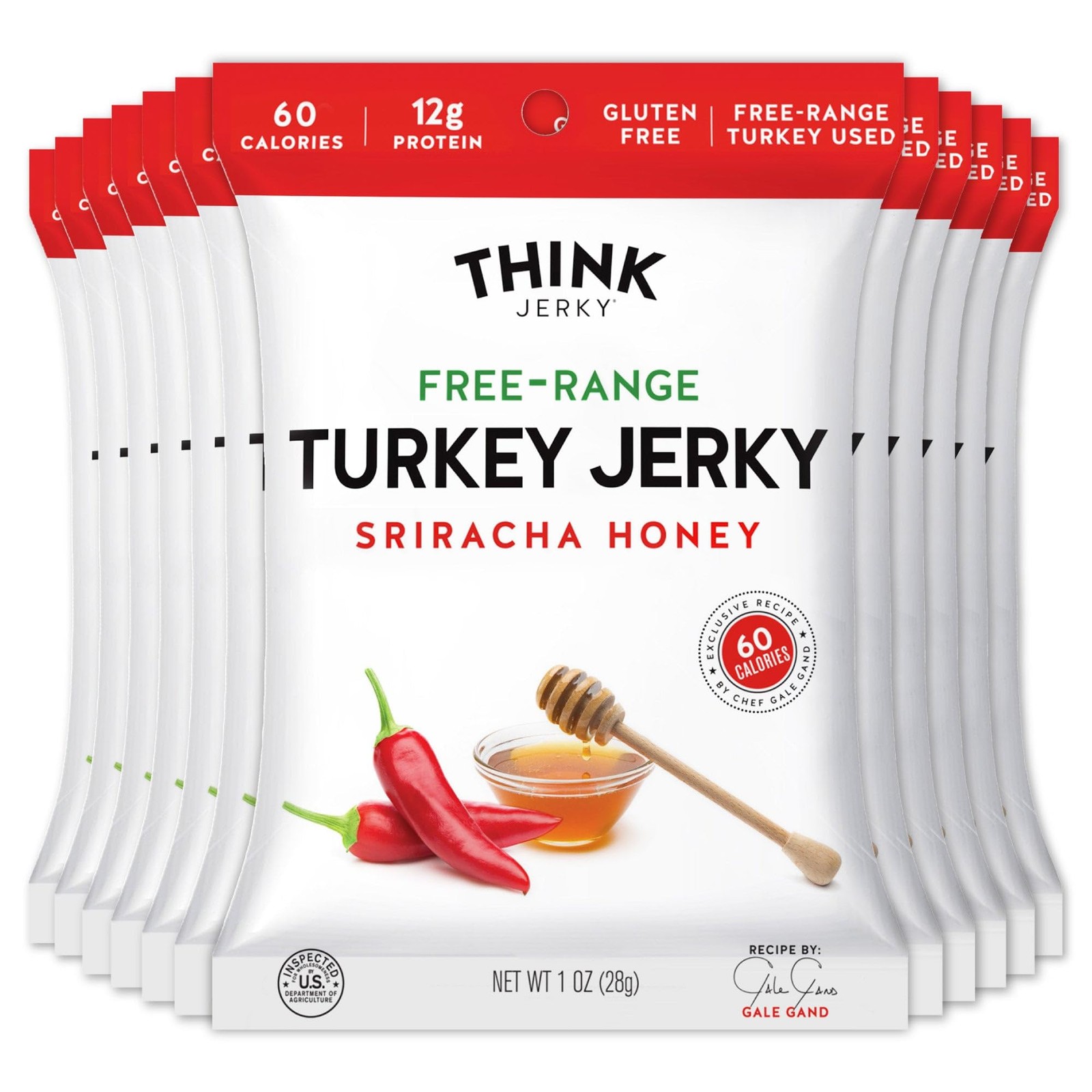 Gourmet Sriracha Honey Beef and Turkey Jerky Pack of 12 Healthy High Protein …