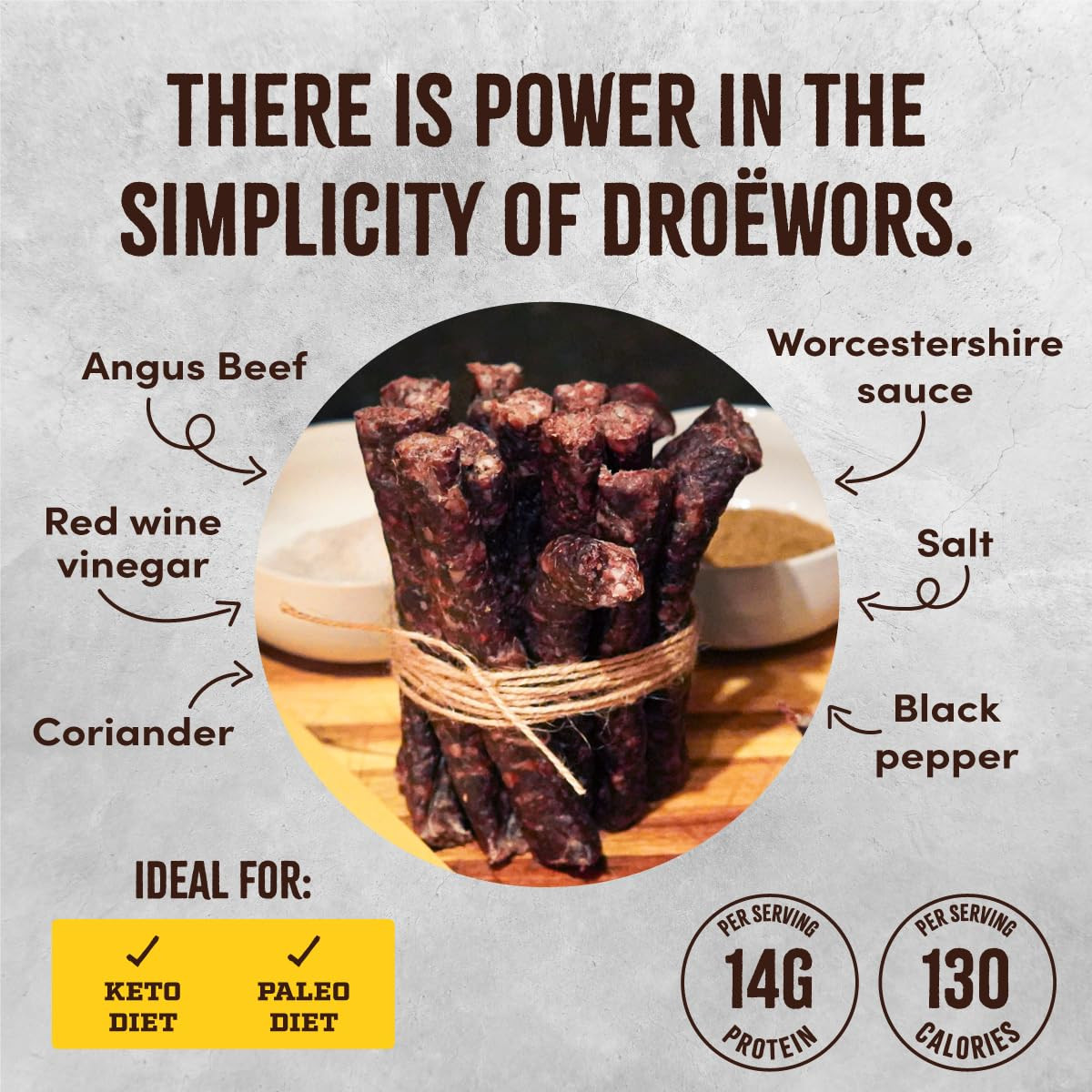 snax Handcraft Authentic Small Batch Droëwors Beef Sticks Sugar Free, Soy Free,
