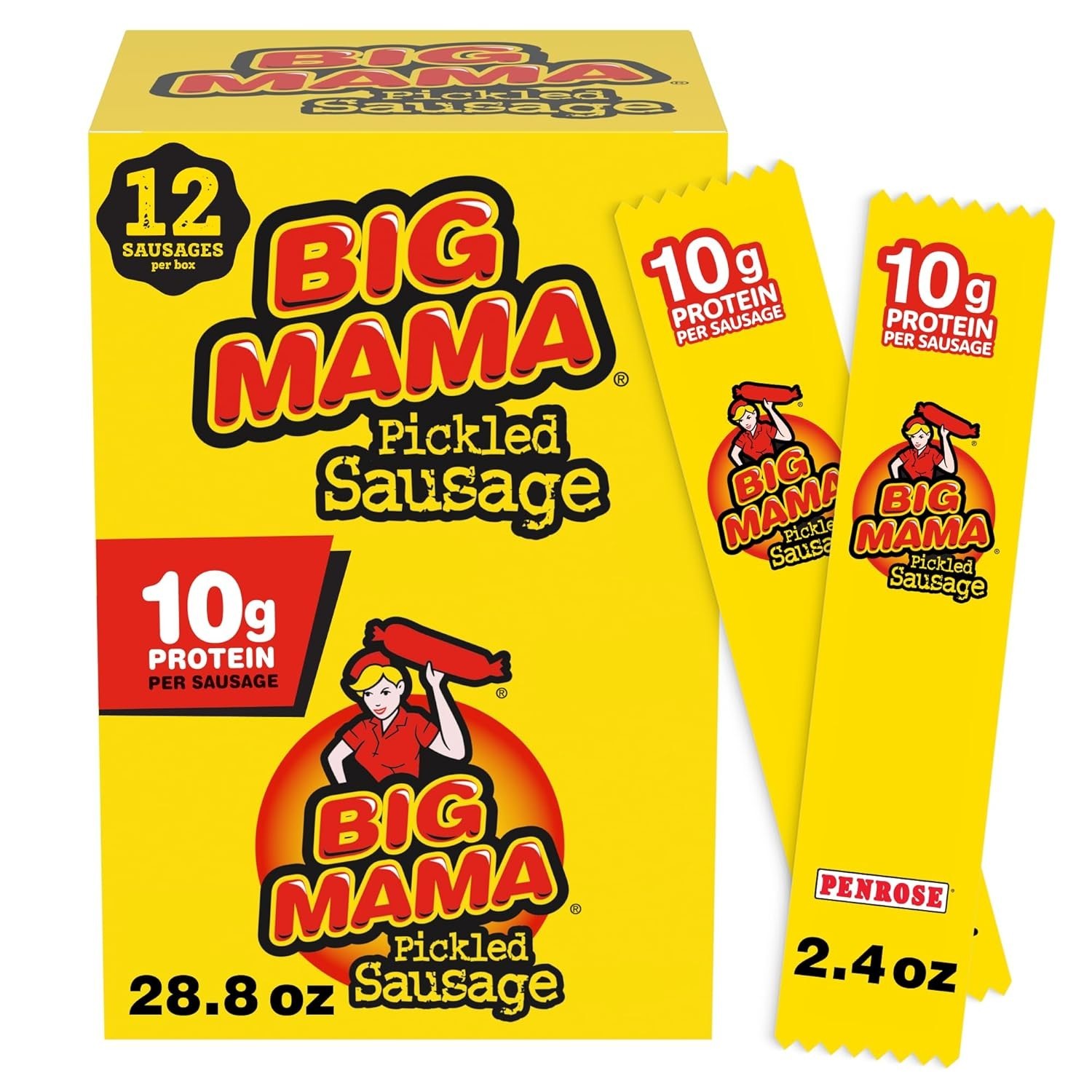 Delicious Big Mama Pickled Sausages 2.4 Oz (12 Pack) – Keto Snack Delight