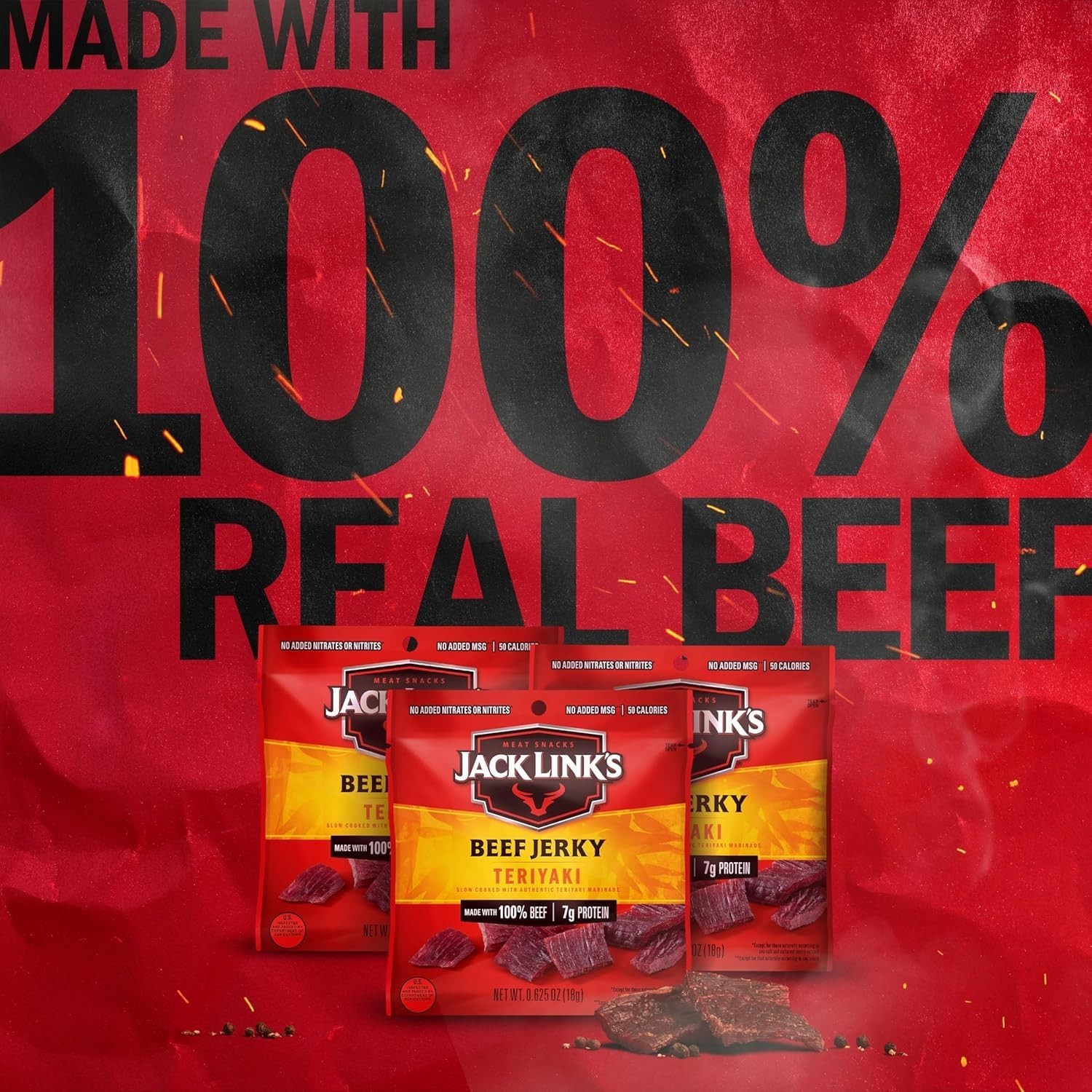 Beef Jerky Pack Multi 20 Bags Teriyaki 0.625oz Protein Snacks Ready to Eat