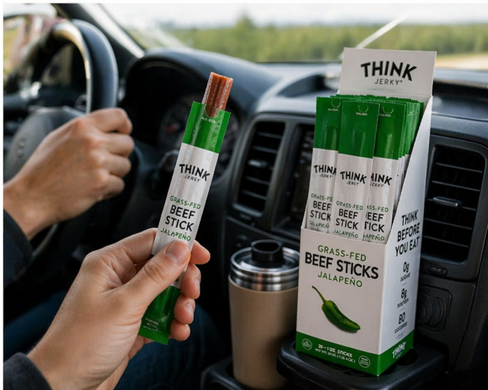 Think Jerky, Original/Jalapeno Beef Sticks 1.0 Ounce Sticks, Pack of 20