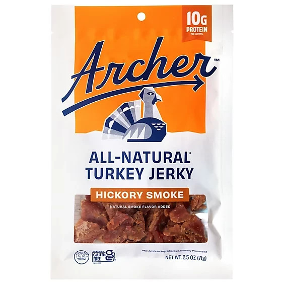 Archer 2.5 oz. HICKORY SMOKE All-Natural Turkey Jerky High Protein Snack BB 3/27